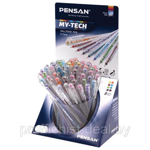 Ручка шариковая масляная PENSAN "My-Tech Colored", палитра ярких цветов АССОРТИ, 0,7 мм, дисплей Цена без НДС - фото 1 - id-p223493079