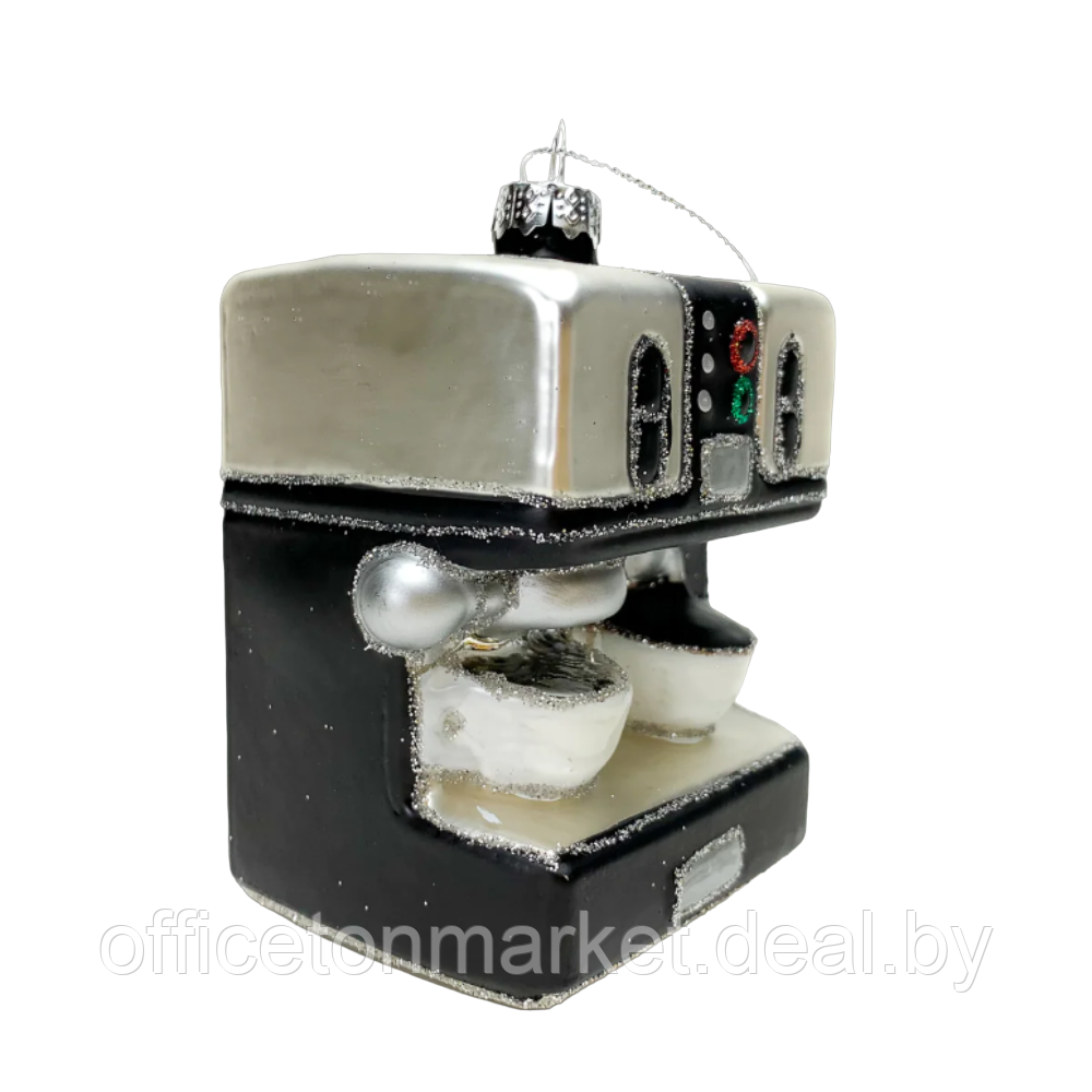 Украшение елочное "Espresso Machine", 8 см, стекло, черный, серебряный - фото 2 - id-p223493574