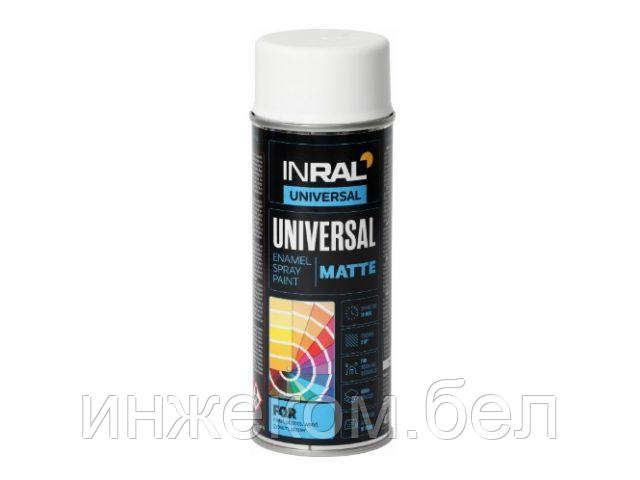 Краска-эмаль аэроз. универсальная белый матовый INRAL 400мл (9003) (Цвет белый мат.) - фото 1 - id-p146033227