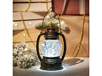 Декоративный фонарь с эффектом снегопада и подсветкой "Снеговики", Белый (Применяется для эксплуатации в