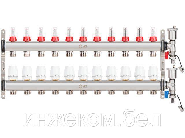 Коллекторная группа AVE136, 11 вых. AV Engineering (PRO серия Для теплого пола и водоснабжения) - фото 1 - id-p223506283