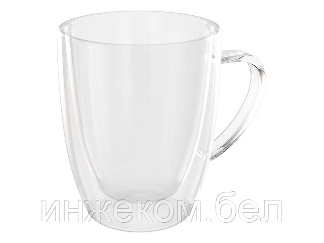 Кружка стеклянная с двойными стенками, 400 мл, серия Grande, QWERTY (Чашка стеклянная, ручной работы, с - фото 1 - id-p223506307