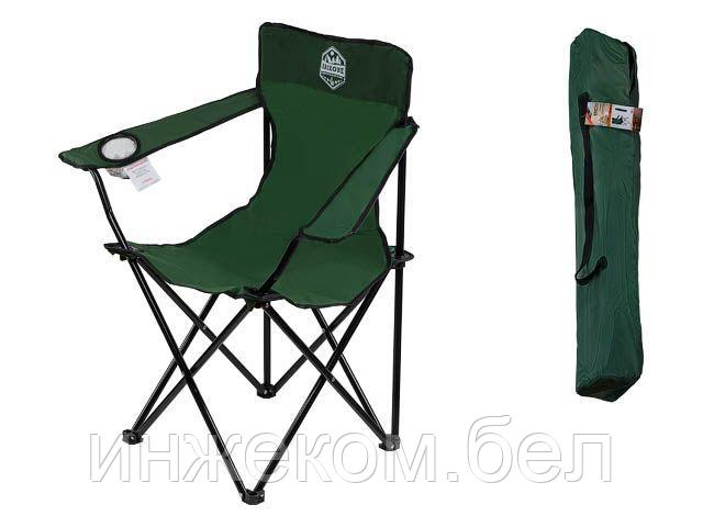 Кресло складное кемпинговое с держателем для бутылок + чехол, зеленое, серия Coyote, ARIZONE - фото 1 - id-p223506828