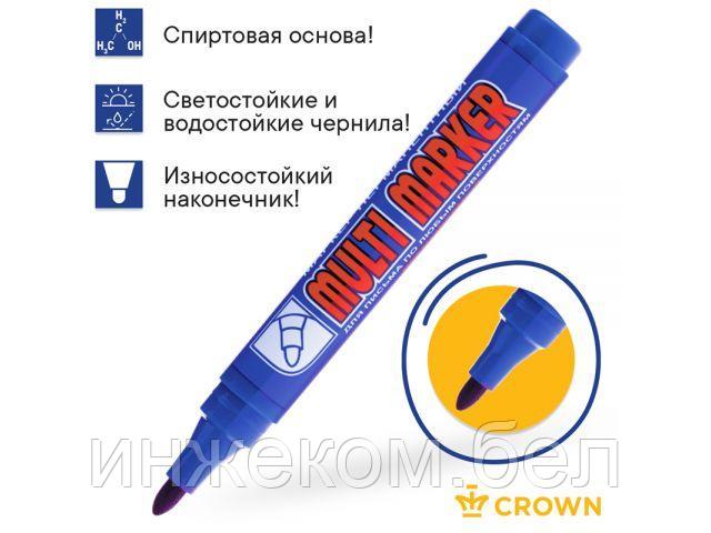 Маркер промышл. перманентный фетровый синий CROWN MULTI MARKER (толщ. линии 3.0 мм. Цвет синий) (CROWN - фото 1 - id-p223508002