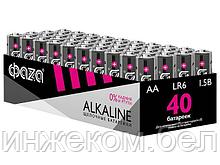 Батарейка 40шт (коробка) AA LR6 1,5V Alkaline LR6A-P40  ФАZА Alkaline Pack-40 (40 батареек в коробке (20 спаек