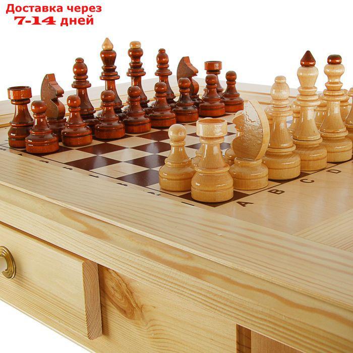 Шахматный стол с ящиком (80х69х76 см, игровое поле 36х36 см, король h=11.5 см) - фото 2 - id-p222821246