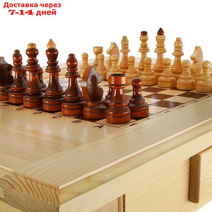 Шахматный стол с ящиком (80х69х76 см, игровое поле 36х36 см, король h=11.5 см) - фото 3 - id-p222821246