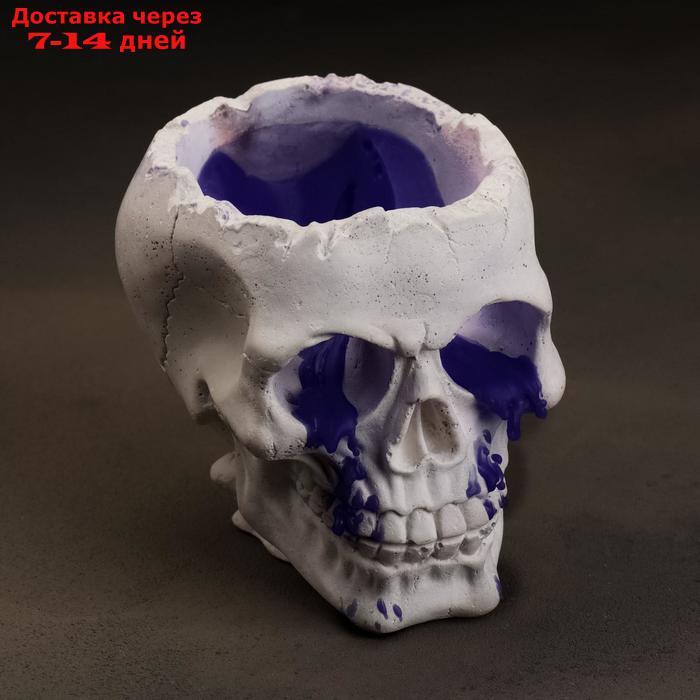 Свеча фигурная в бетоне "Плачущий череп", фиолетовый - фото 1 - id-p223486170
