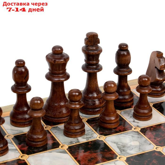 Настольная игра 3 в 1 "Мрамор": шахматы, шашки, нарды (доска дерево 40х40 см) - фото 3 - id-p223482759