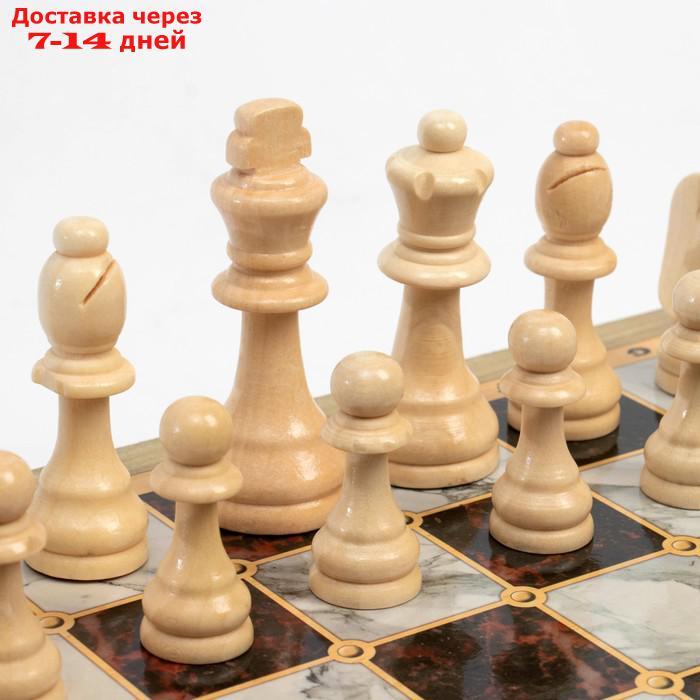 Настольная игра 3 в 1 "Мрамор": шахматы, шашки, нарды (доска дерево 40х40 см) - фото 4 - id-p223482759