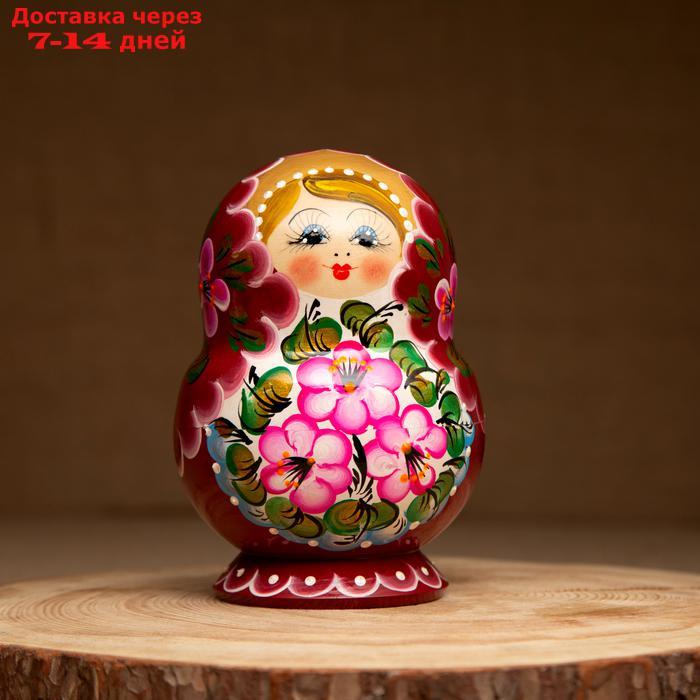 Матрёшка "Цветочки", розовое платье, 10 кукольная, 12 см - фото 3 - id-p223482827