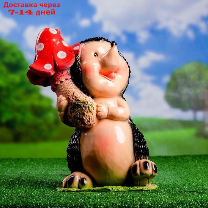 Садовая фигура "Еж Весельчак с грибочком" 32х15см