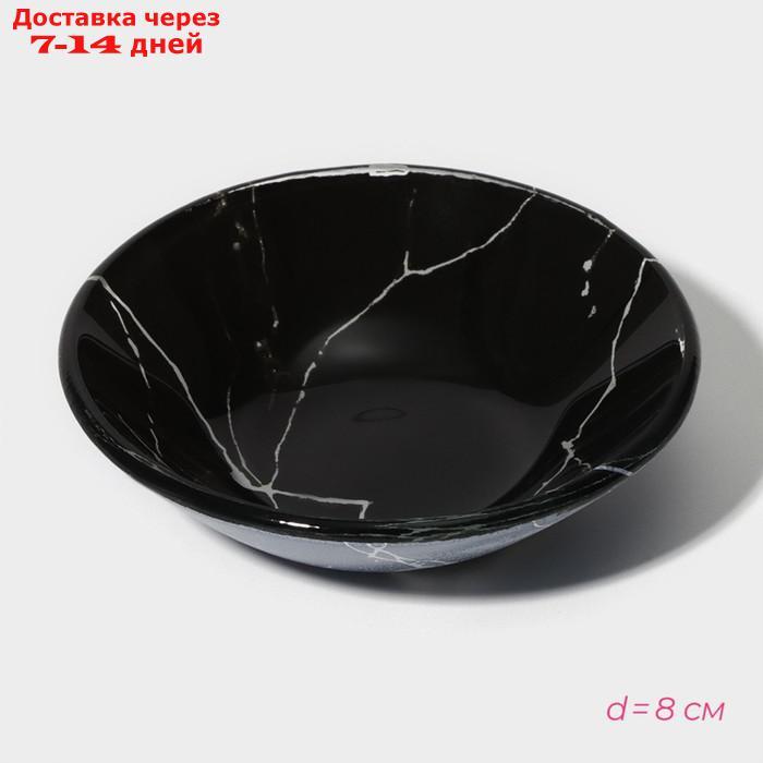 Набор для суши Доляна "Марбл чёрный", 3 предмета: соусники 8×2 / 8×6 см, подставка 25×15 см - фото 6 - id-p223486346