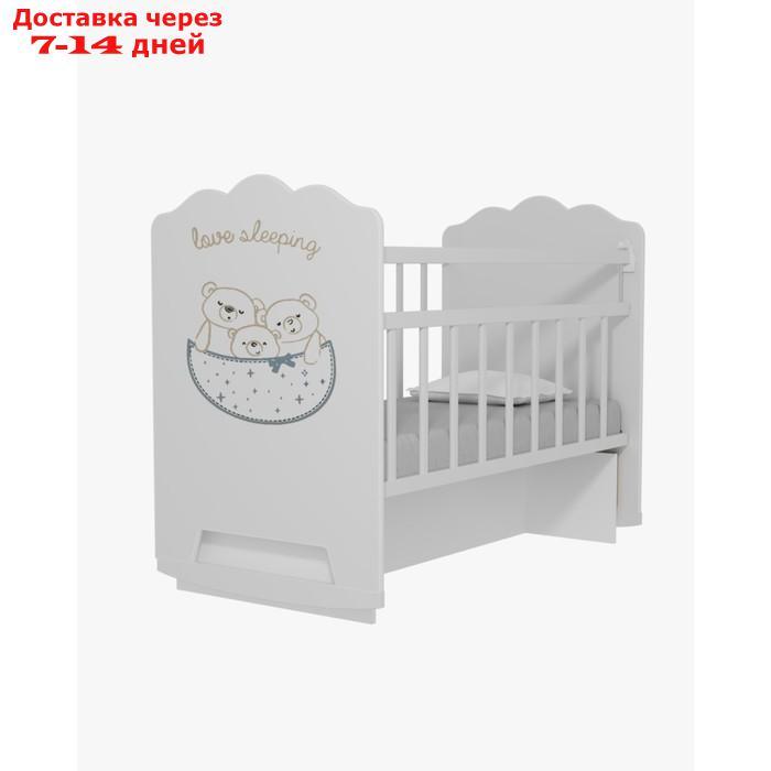 Кровать детская Love Sleeping колесо-качалка с маятником (белый) (1200х600) - фото 2 - id-p223482912