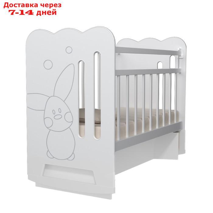 Кровать детская Sweet Rabbit колесо-качалка с маятником, цвет белый - фото 2 - id-p223482913