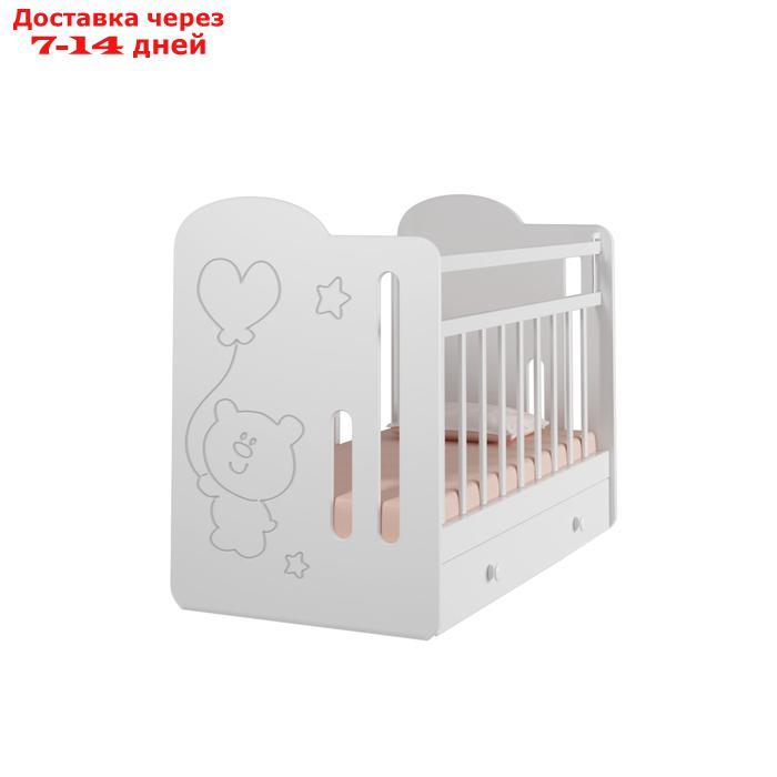 Кровать детская Sweet Bear маятник с ящиком (белый) ( 1200х600) - фото 2 - id-p223482915