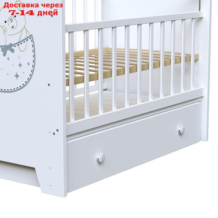 Кровать детская Love Sleeping маятник с ящиком (белый) (1200х600) - фото 4 - id-p223482918