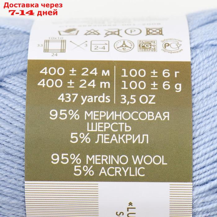 Пряжа "Австралийский меринос" 95% шерсть,5% акрил объёмный 400м/100гр (195-Незабудка) - фото 2 - id-p223486527