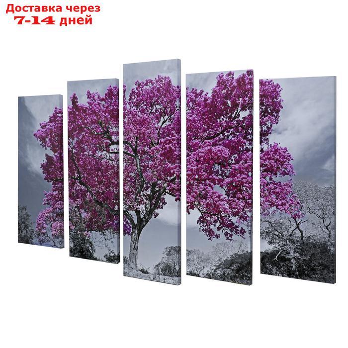 Картина модульная на подрамнике "Дерево в цвету" 125х80 см (2-25х63, 2-25х70, 1-25х80) - фото 2 - id-p223483241