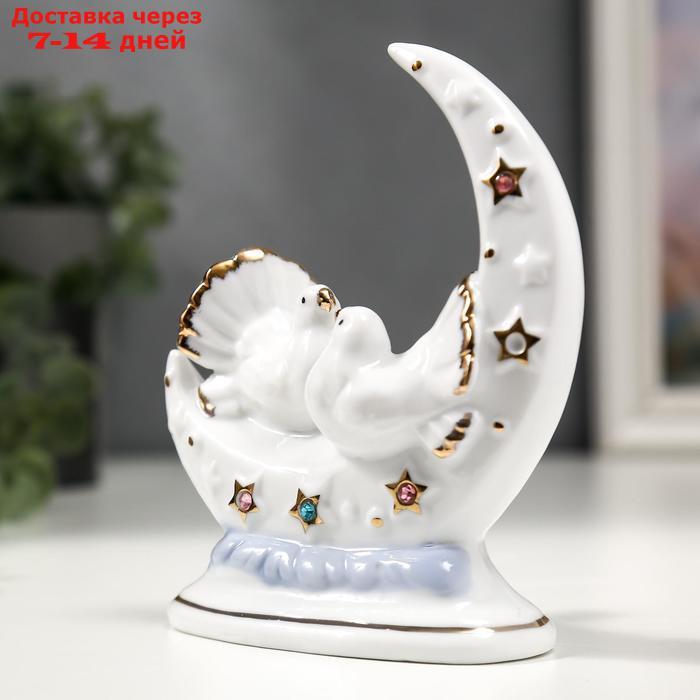 Сувенир керамика "Белые голуби с месяцем" с золотом, стразы 12 см - фото 2 - id-p223483315
