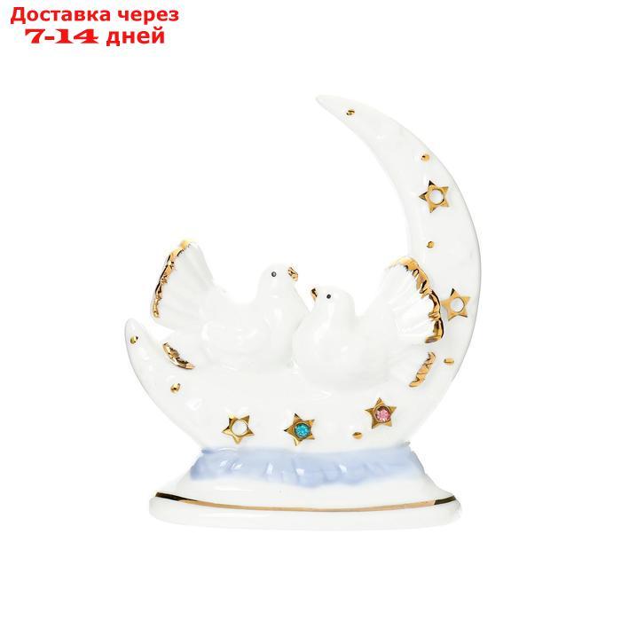 Сувенир керамика "Белые голуби с месяцем" с золотом, стразы 12 см - фото 5 - id-p223483315