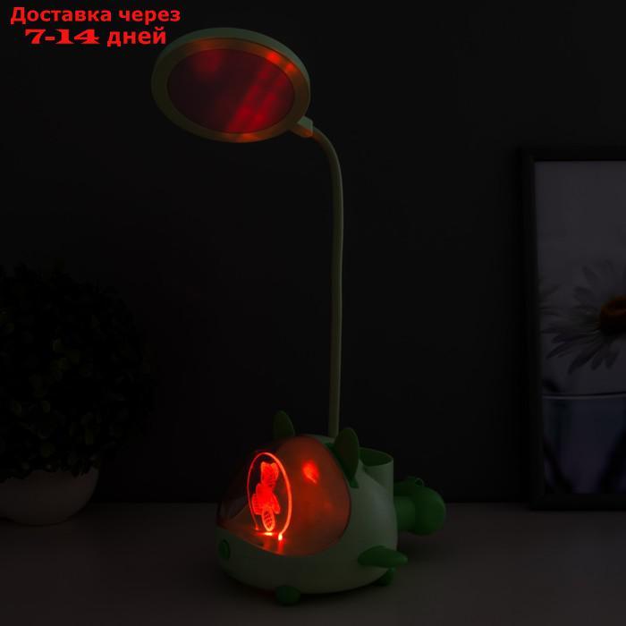 Настольная лампа "Милый мишка" LED 3,5Вт USB АКБ зеленый 12х15х32 см - фото 5 - id-p223487629
