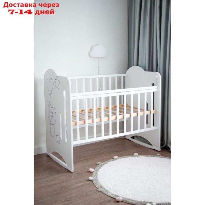 Кровать детская Sweet Bear колесо-качалка (белый) ( 1200х600) - фото 4 - id-p223485453