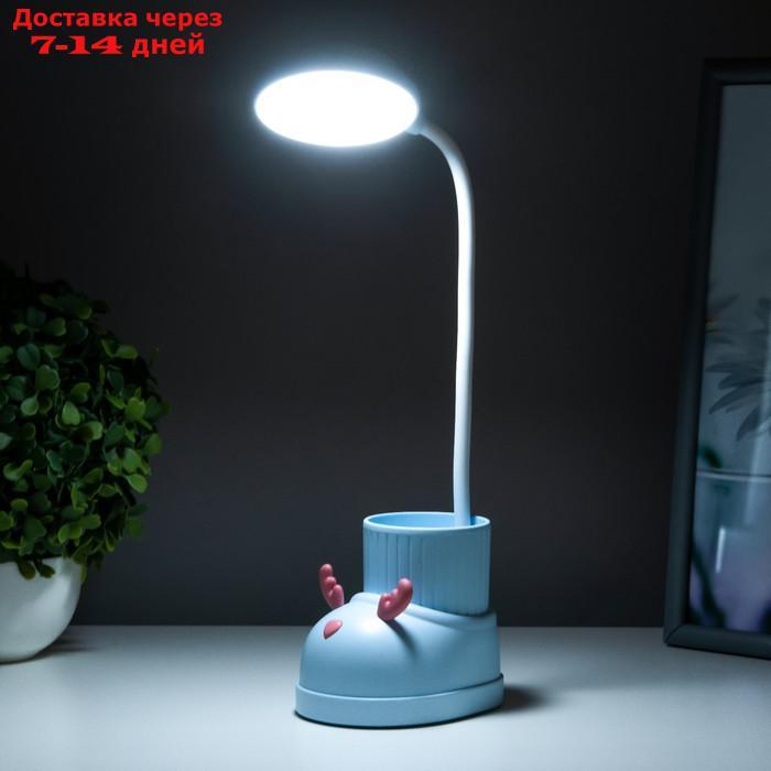 Лампа настольная "Ботинок лось" LED 3 режима 3Вт USB органайзер синий 8х11х31 см - фото 5 - id-p223487645