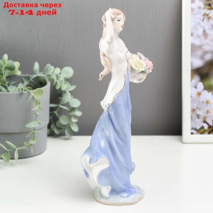 Сувенир керамика "Девушка в голубом с корзиной роз" 30х9х11,5 см - фото 3 - id-p223485464