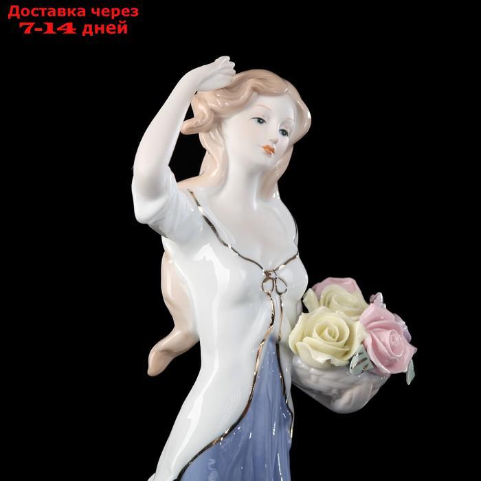 Сувенир керамика "Девушка в голубом с корзиной роз" 30х9х11,5 см - фото 5 - id-p223485464