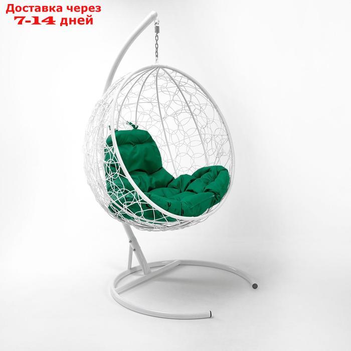 Подвесное кресло КОКОН "Капля" зелёная подушка, стойка