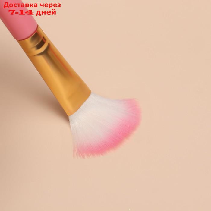 Набор кистей для макияжа, 12 предметов, футляр, цвет розовый - фото 5 - id-p223483567