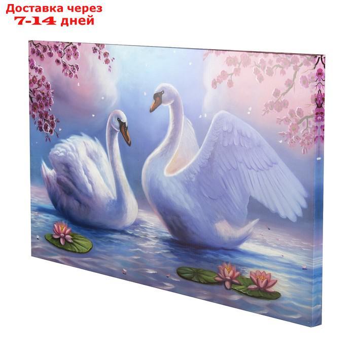 Картина на холсте "Лебеди на пруду" 60*100 см - фото 2 - id-p223485577