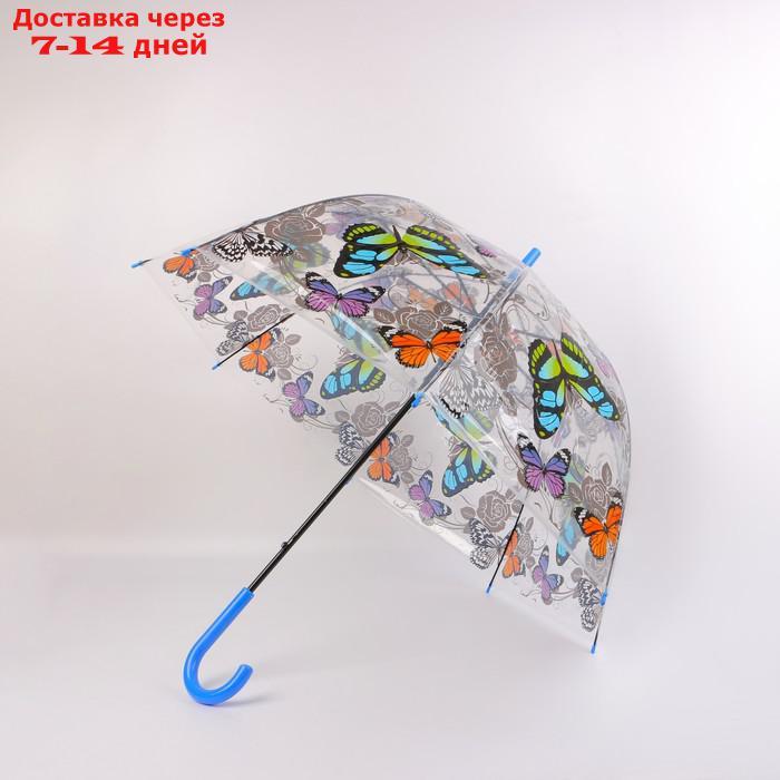 Зонт - трость полуавтоматический "Бабочки", 8 спиц, R = 40 см, цвет МИКС - фото 1 - id-p223483646