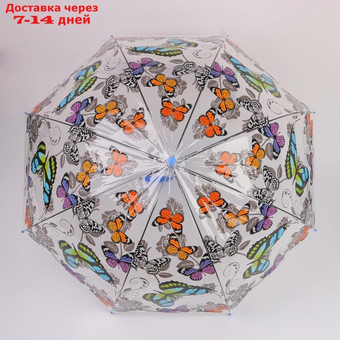 Зонт - трость полуавтоматический "Бабочки", 8 спиц, R = 40 см, цвет МИКС - фото 4 - id-p223483646