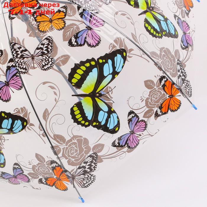 Зонт - трость полуавтоматический "Бабочки", 8 спиц, R = 40 см, цвет МИКС - фото 5 - id-p223483646