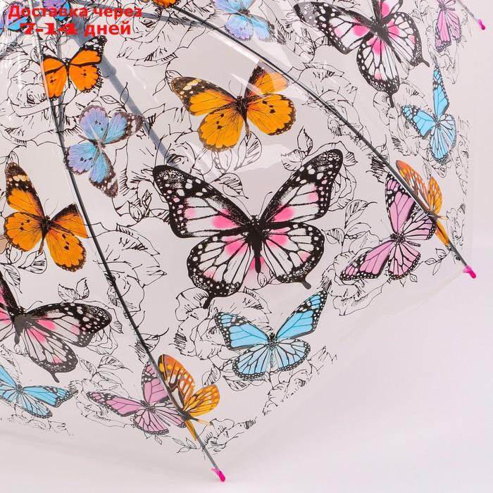 Зонт - трость полуавтоматический "Бабочки", 8 спиц, R = 40 см, цвет МИКС - фото 7 - id-p223483646