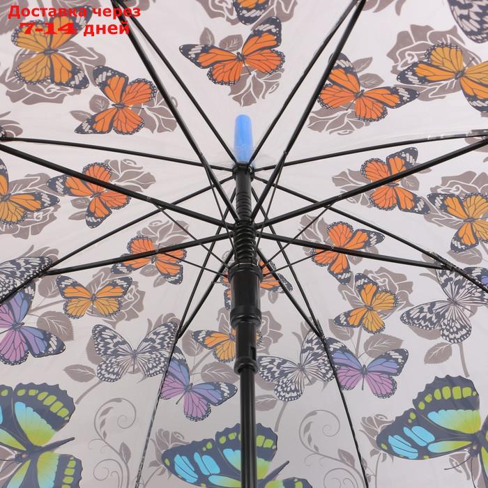 Зонт - трость полуавтоматический "Бабочки", 8 спиц, R = 40 см, цвет МИКС - фото 9 - id-p223483646