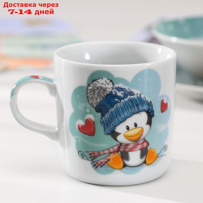 Набор детской посуды Доляна "Пингвинёнок", 3 предмета: кружка 230 мл, миска 400 мл, тарелка 18 см - фото 2 - id-p223486881