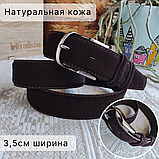 Кожаный ремень 3,5см Марун костюмная классика замш цветной, фото 6