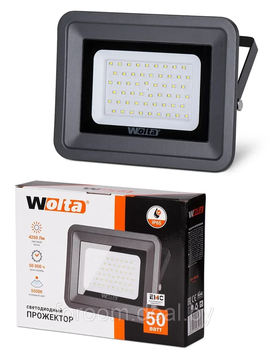 Прожектор WOLTA WFL-50W/06 LED 5700K 50Вт SMD, IP65 4500Лм /10 - фото 6 - id-p223511161