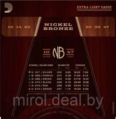 Струны для акустической гитары D'Addario NB1047 - фото 3 - id-p223522526