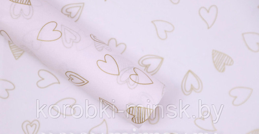 Бумага тишью "Сердца" 50*70 см (28 листов/уп) Розовый/золото - фото 1 - id-p223523465