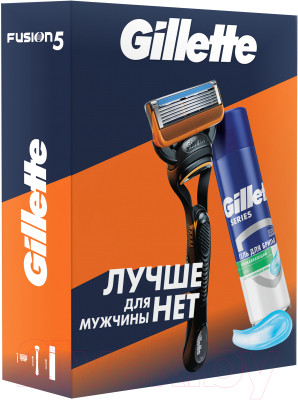 Набор для бритья Gillette Fusion Станок+1 кассета+Гель для бритья Успокаивающий - фото 1 - id-p223524626