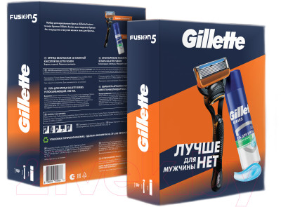Набор для бритья Gillette Fusion Станок+1 кассета+Гель для бритья Успокаивающий - фото 2 - id-p223524626