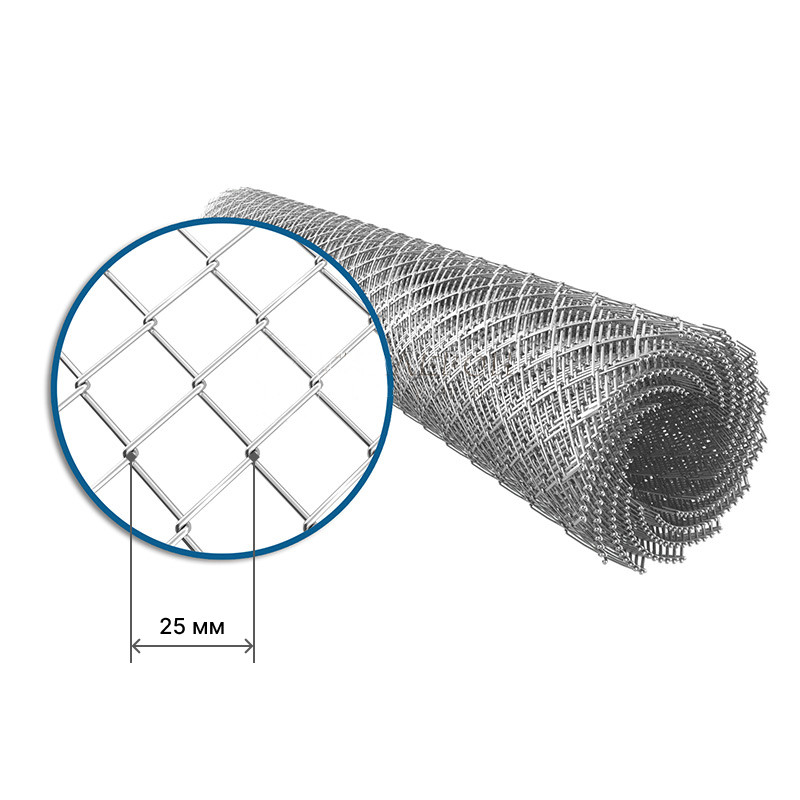 Сетка рабица оцинкованная 1,5*10 м. Яч 25*25 Проволока 1,6 мм - фото 3 - id-p223530884