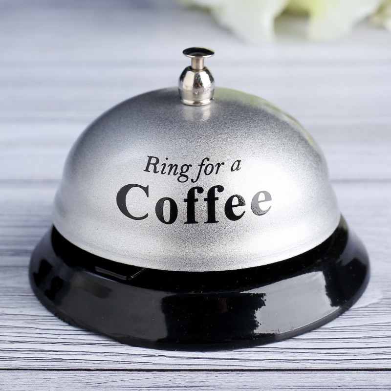 Звонок настольный Ring for a Coffee серебро - фото 1 - id-p223530927