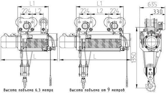 Таль электрическая Т-630 6,3т тонн 6,3м 9м 12,5м 16м 18м 24м Россия - фото 2 - id-p223533873