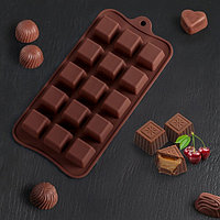 Форма для льда и кондитерских украшений Шоколадные конфеты, 21,5х10х1,5 см, 15 ячеек