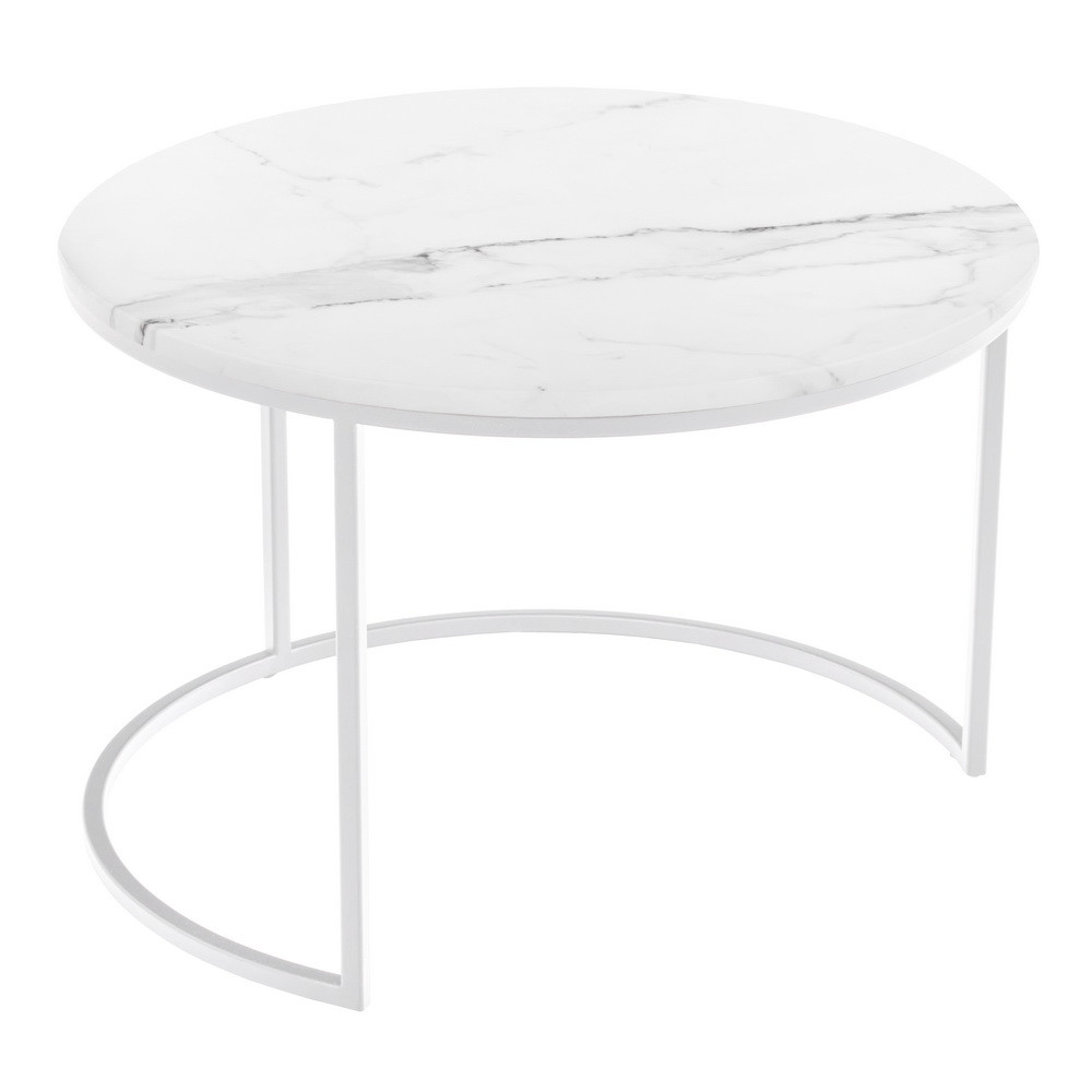 Набор кофейных столиков Tango белый мрамор с белыми ножками, 2шт - фото 4 - id-p190935714